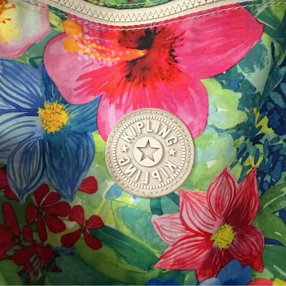Kipling Multicolor Floral Backpack Bag Missing Monkey Charm - Picture 2 of 12